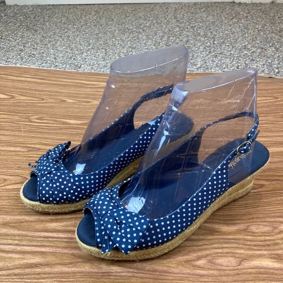 Naturalizer Shoes - Naturalizer Natural Soul Polka Dot Wedge Slingback Sandals - Size 8